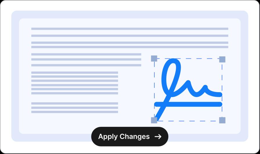 Botón con la etiqueta «Apply Changes» para confirmar después de que el usuario añada su firma.