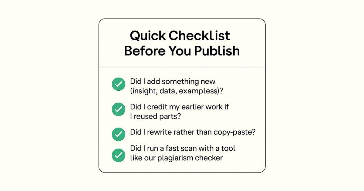 avoid self plagiarism checklist