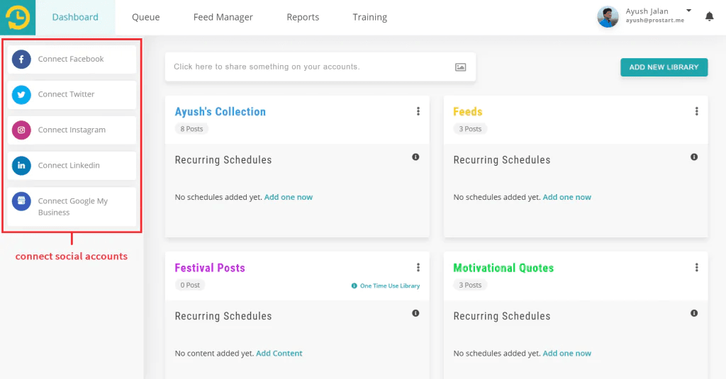 dashboard image of a social media scheduler