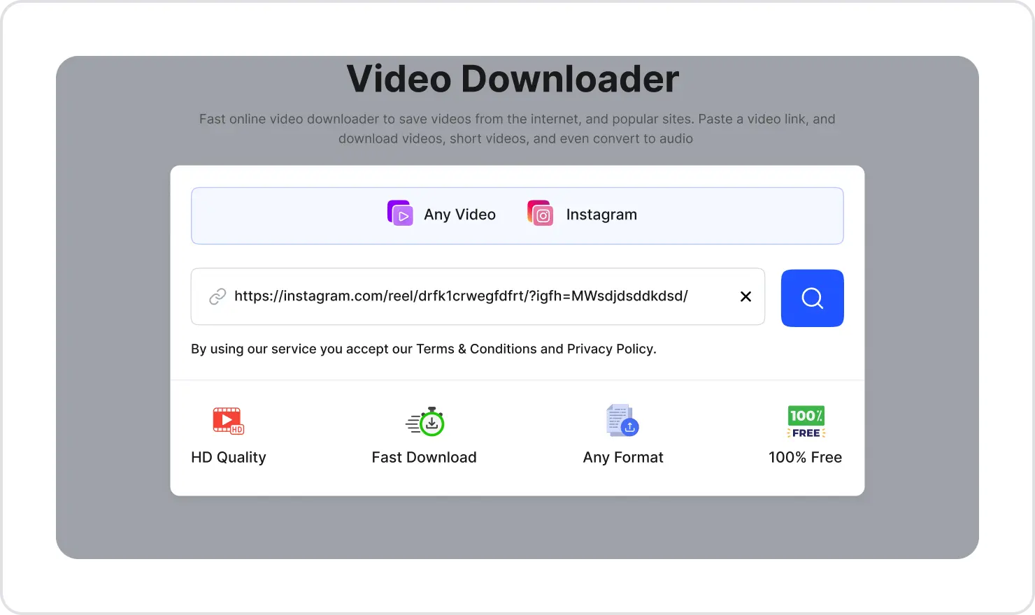 Captura de pantalla pegando la URL de un video para descargar.