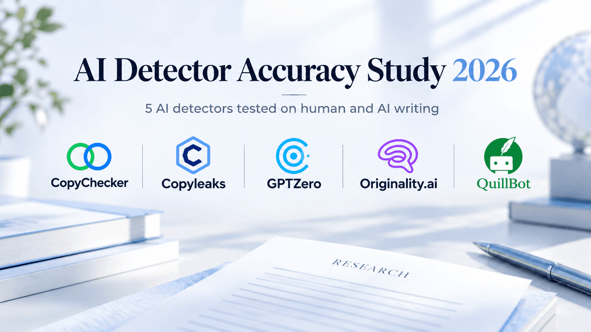 CopyChecker's AI Detector Study 2026: We Tested 5 AI Detectors on Human and AI Writing