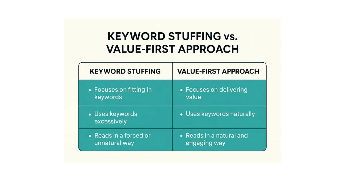 Keyword Stuffing vs. Value First Approach