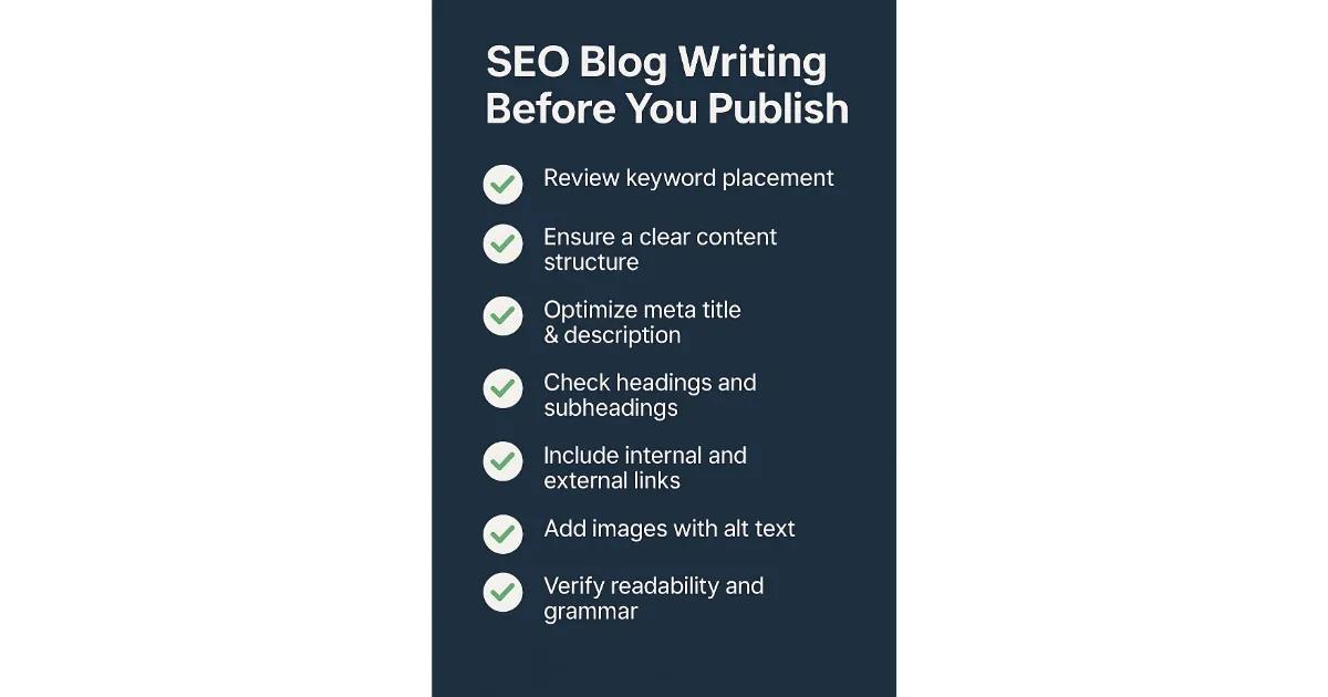 SEO Blog Writing Before You Publish Checklist
