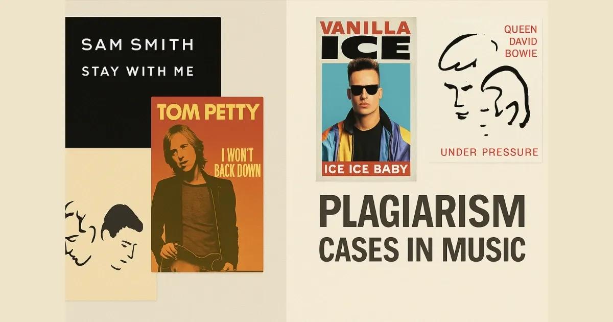 “Plagiarism cases in music: Sam Smith’s Stay With Me vs Tom Petty’s I Won’t Back Down, and Vanilla Ice’s Ice Ice Baby vs Queen and David Bowie’s Under Pressure.”